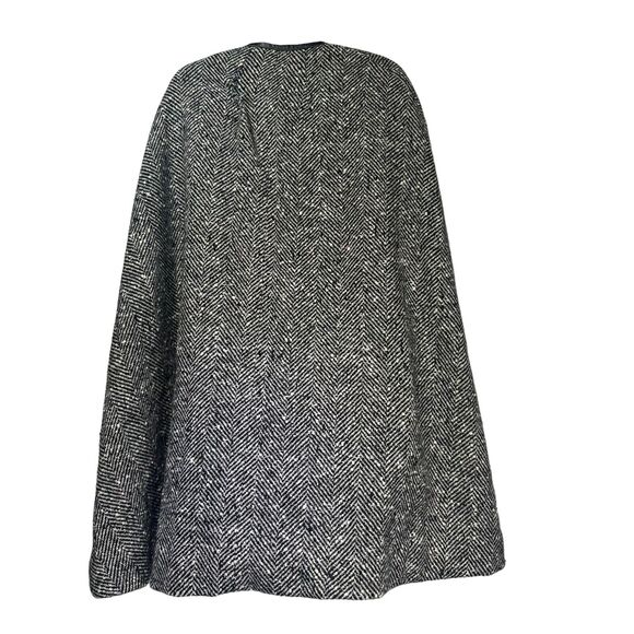 Vintage 80’s wool Herringbone dark academia Cape Cloak Damaged - Picture 5 of 11